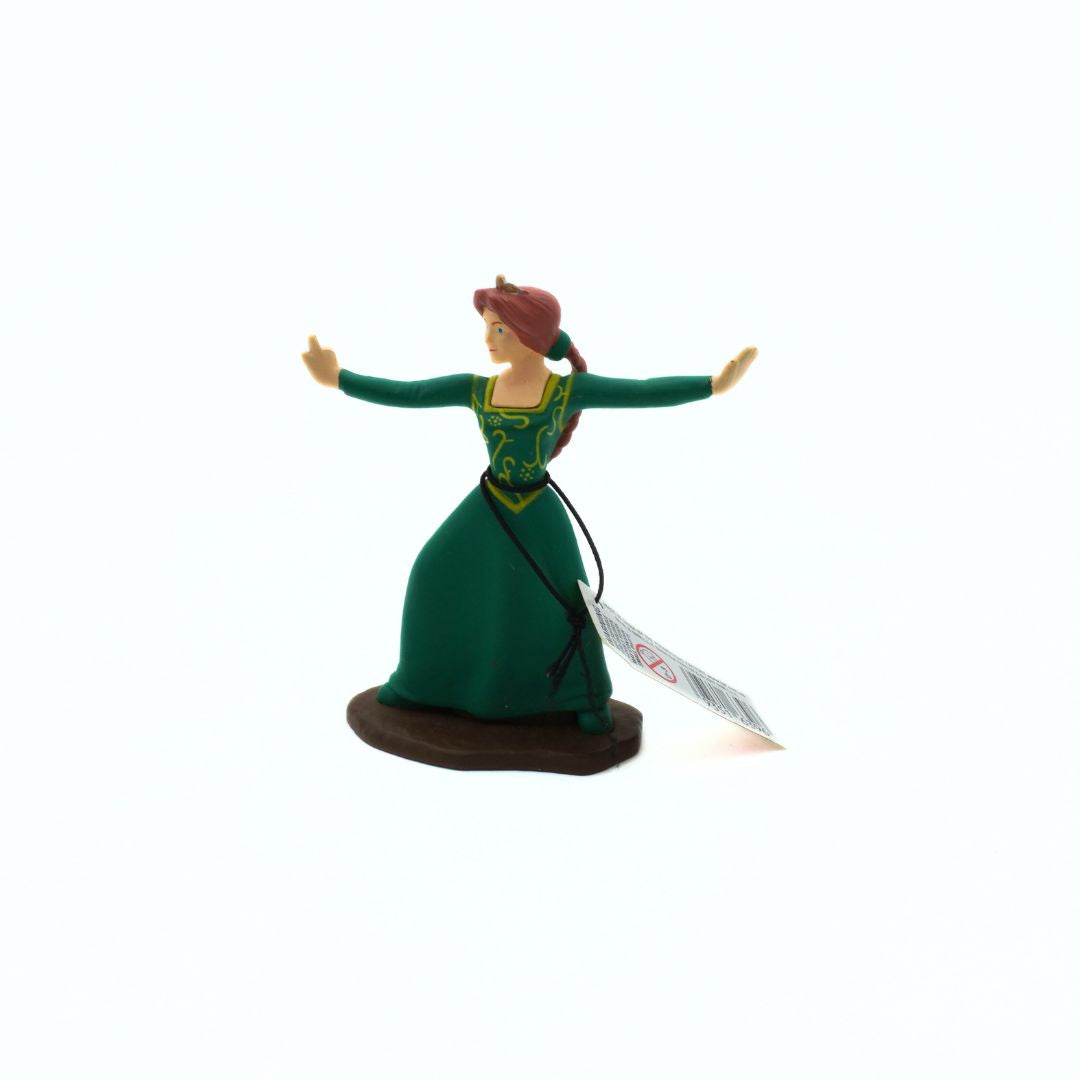 Figurine of a character in a green dress with outstretched arms on a white background