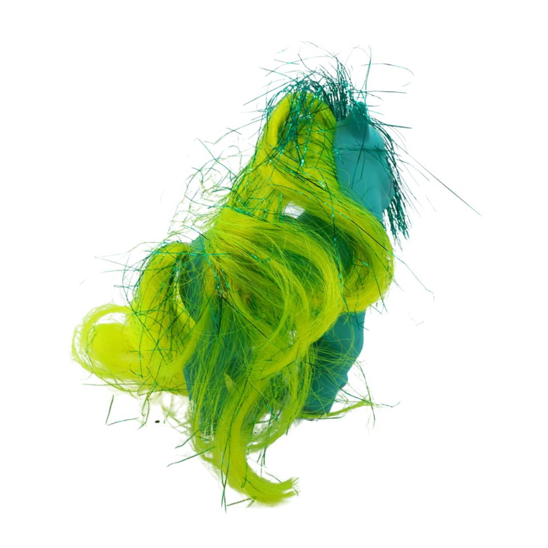 Turquoise and green synthetic My Little Pony on a white background