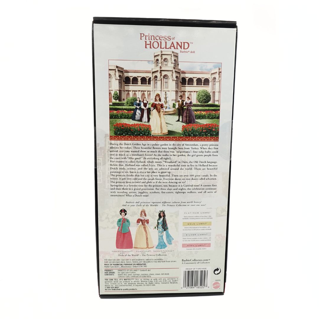 Photo of the back of the box on the 2005 Barbie Dolls of the World Princess of Holland