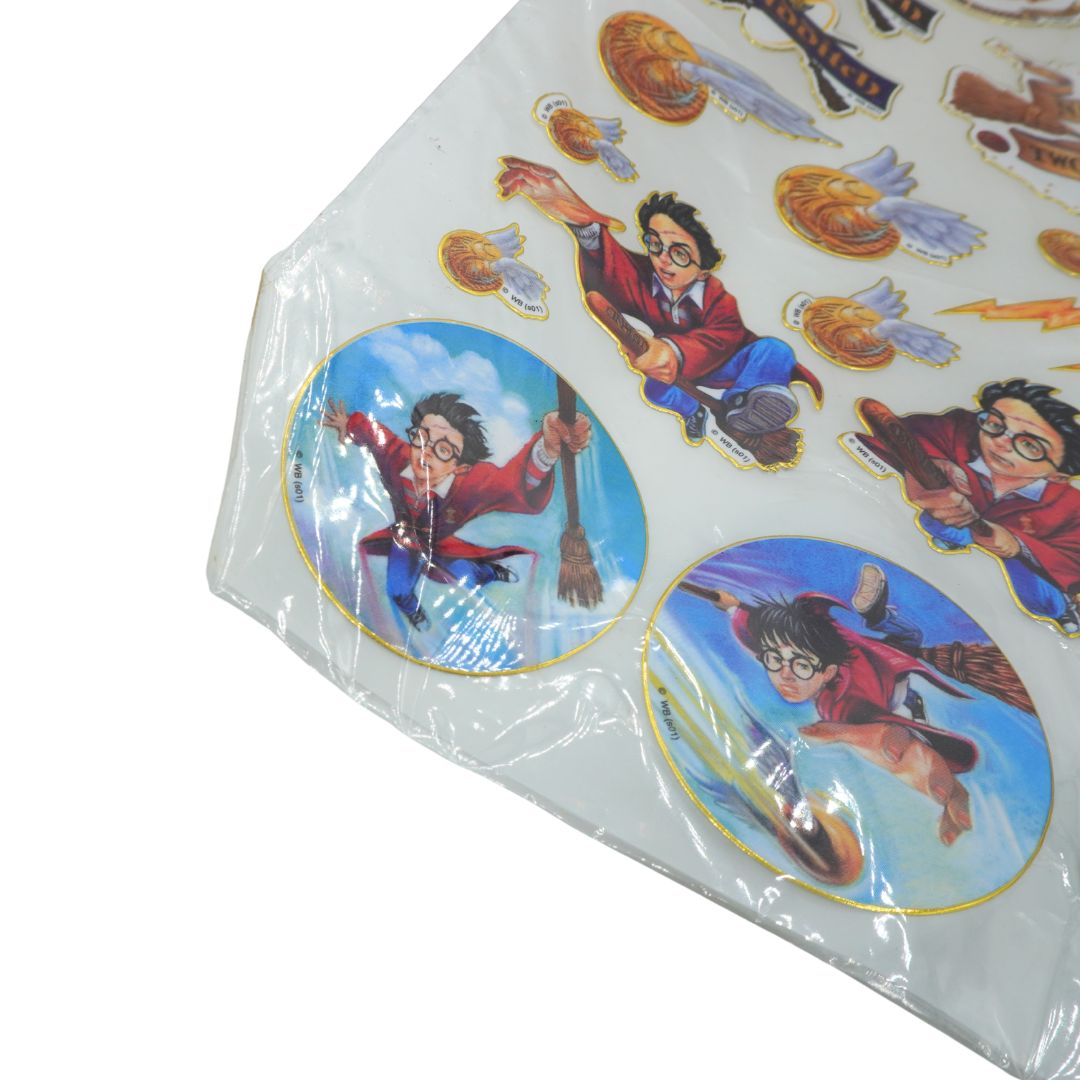 Packaged stickers with Harry Potter illustrations on a white background