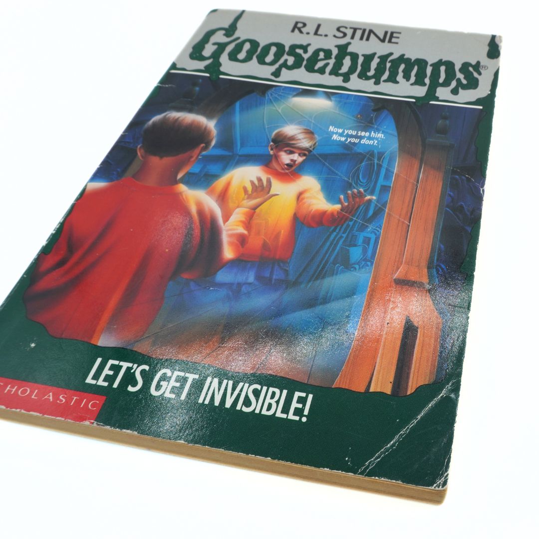 Goosebumps book titled 'Let's Get Invisible!' by R.L. Stine on a white background