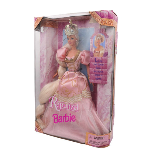Barbie doll in Rapunzel costume packaging on a white background