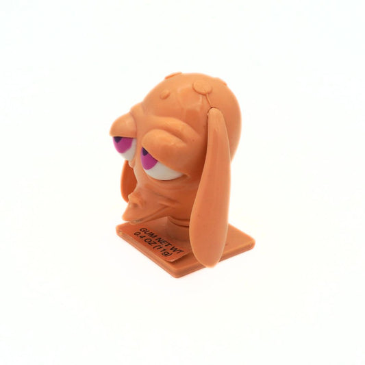 1994 Nickelodeon Ren & Stimpy candy head with a sticker detailing the weight of the original gum