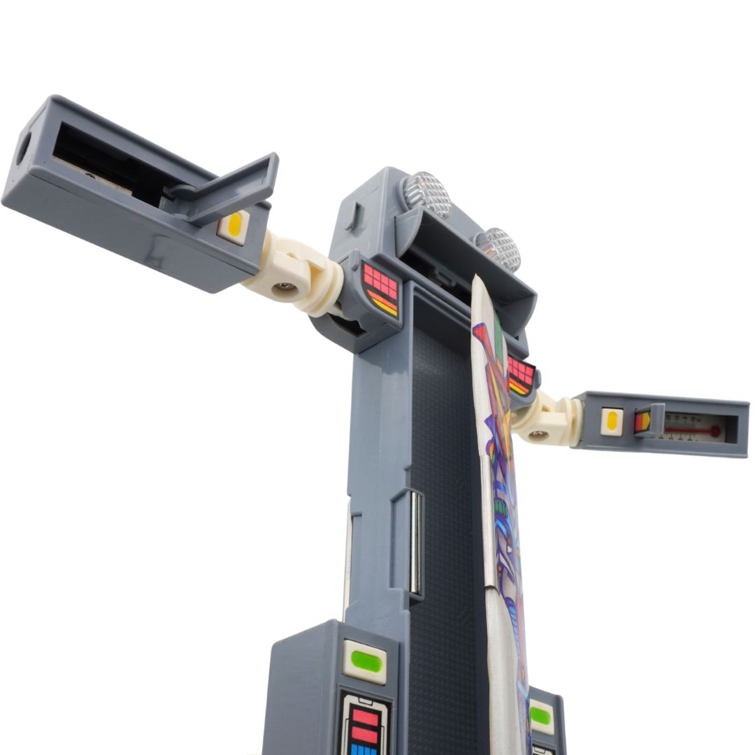 Toy robot with a detailed design on a white background