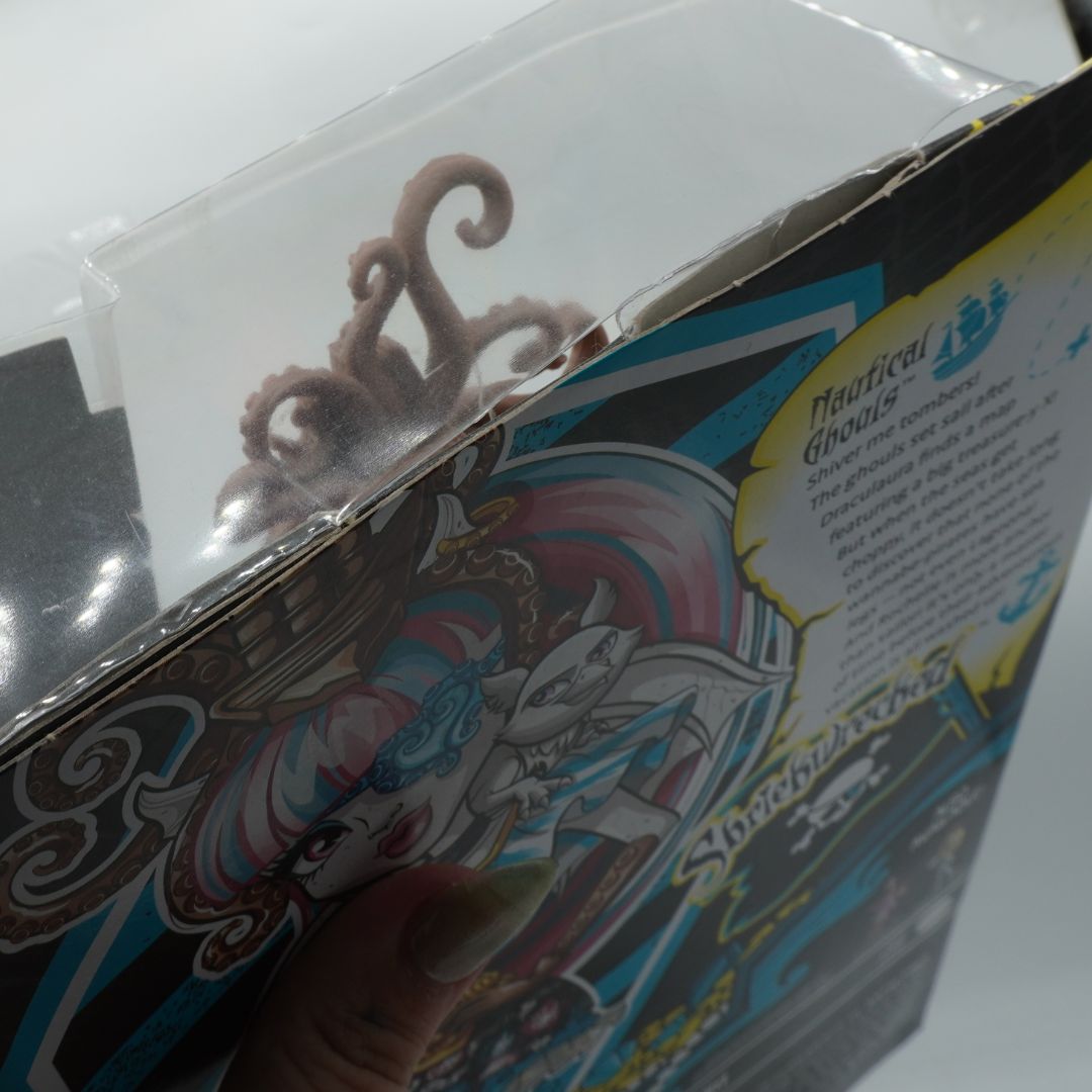 Product packaging with a clear plastic cover on a white background