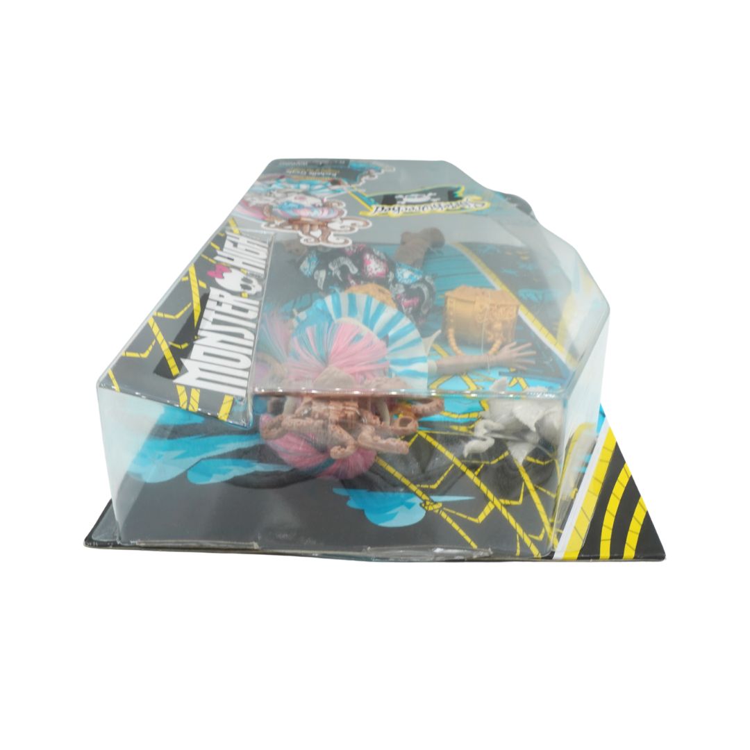 Toy figure in a clear display case with colorful design