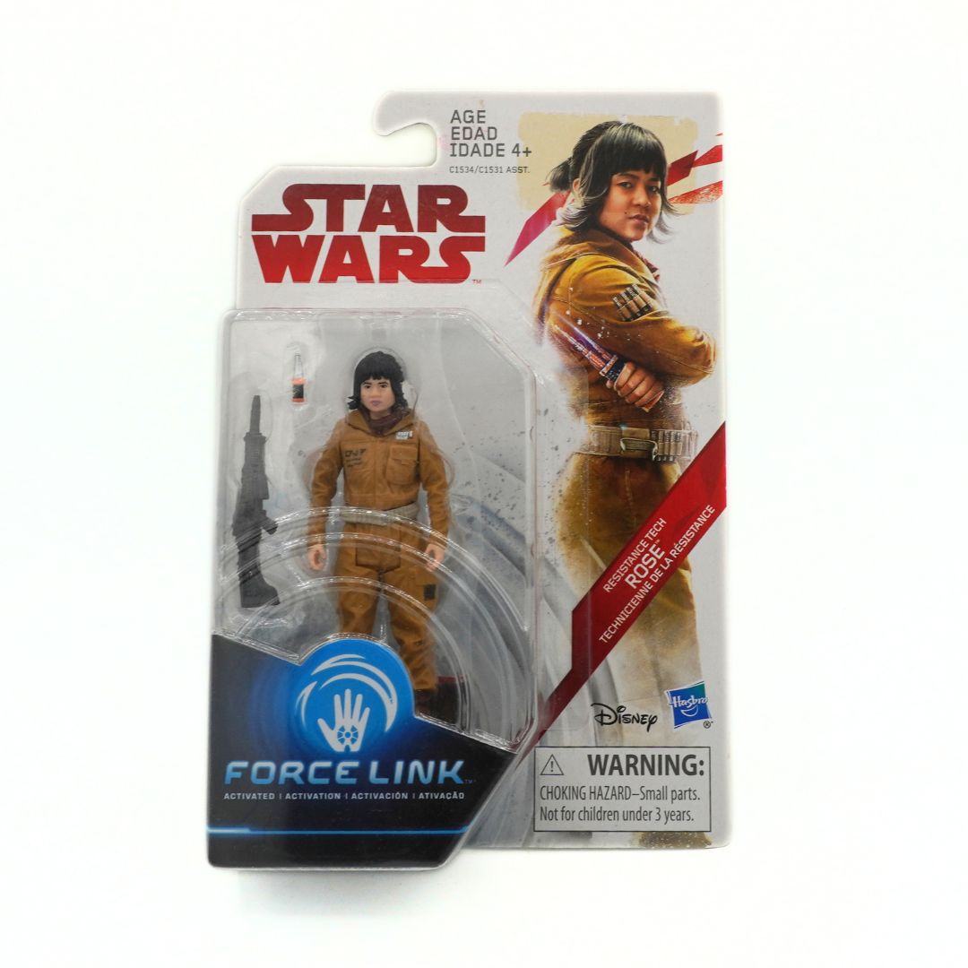 Star Wars action figure packaging with Force Link logo on a white background