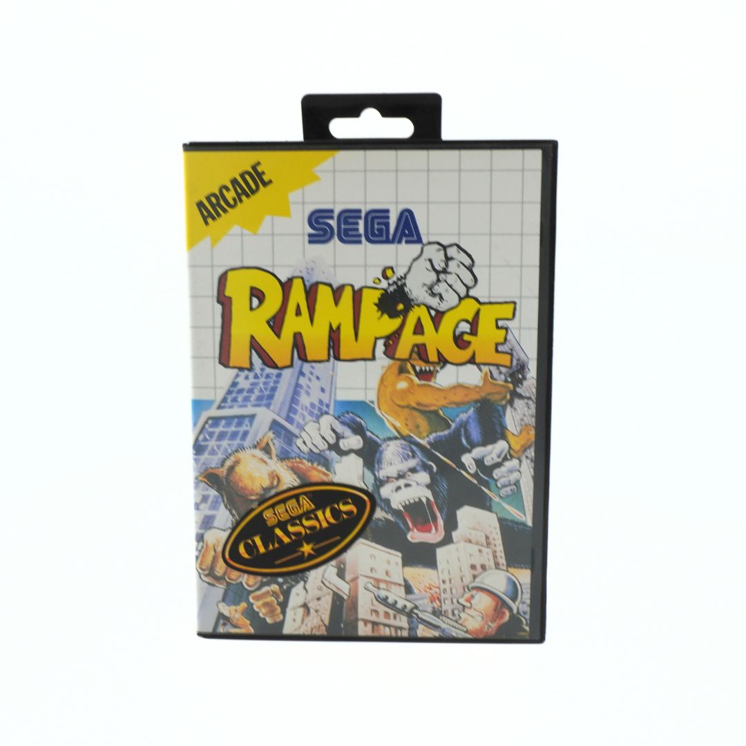 Sega Rampage game cartridge packaging on a white background