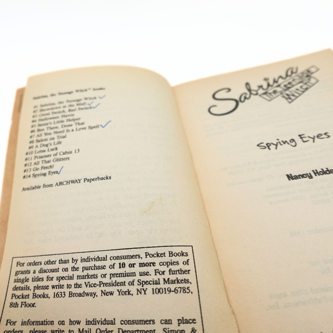 List of books released in the Sabrina the Teenage Witch series, showing some pen marks to five books