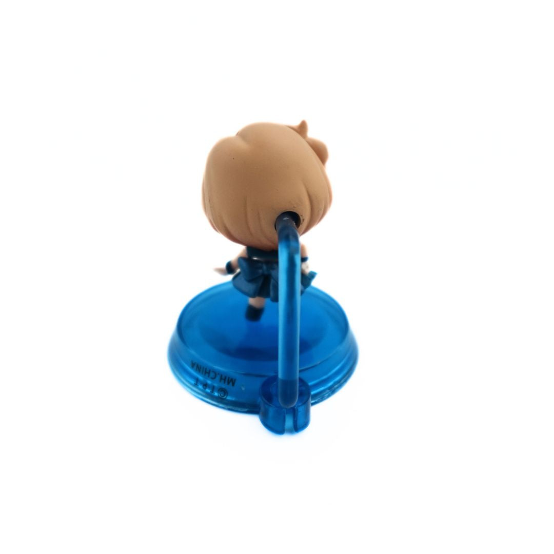 Photo of the back of the Sailor Uranus mini figure on a blue stand