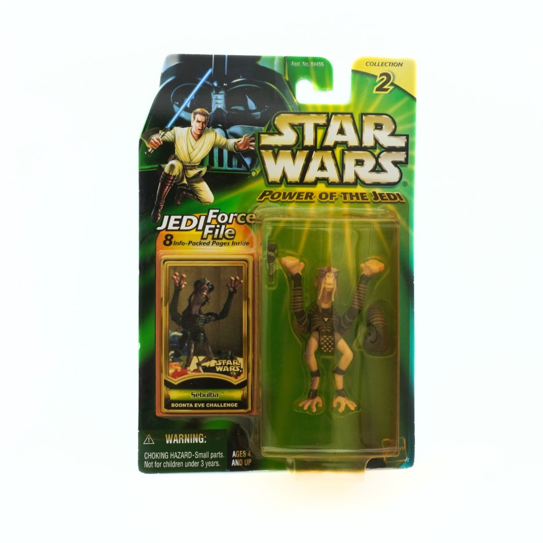 Star Wars action figure packaging with character and card on green background