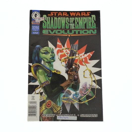 Comic book cover titled 'Star Wars: Shadows of the Empire Evolution' featuring a green alien character.