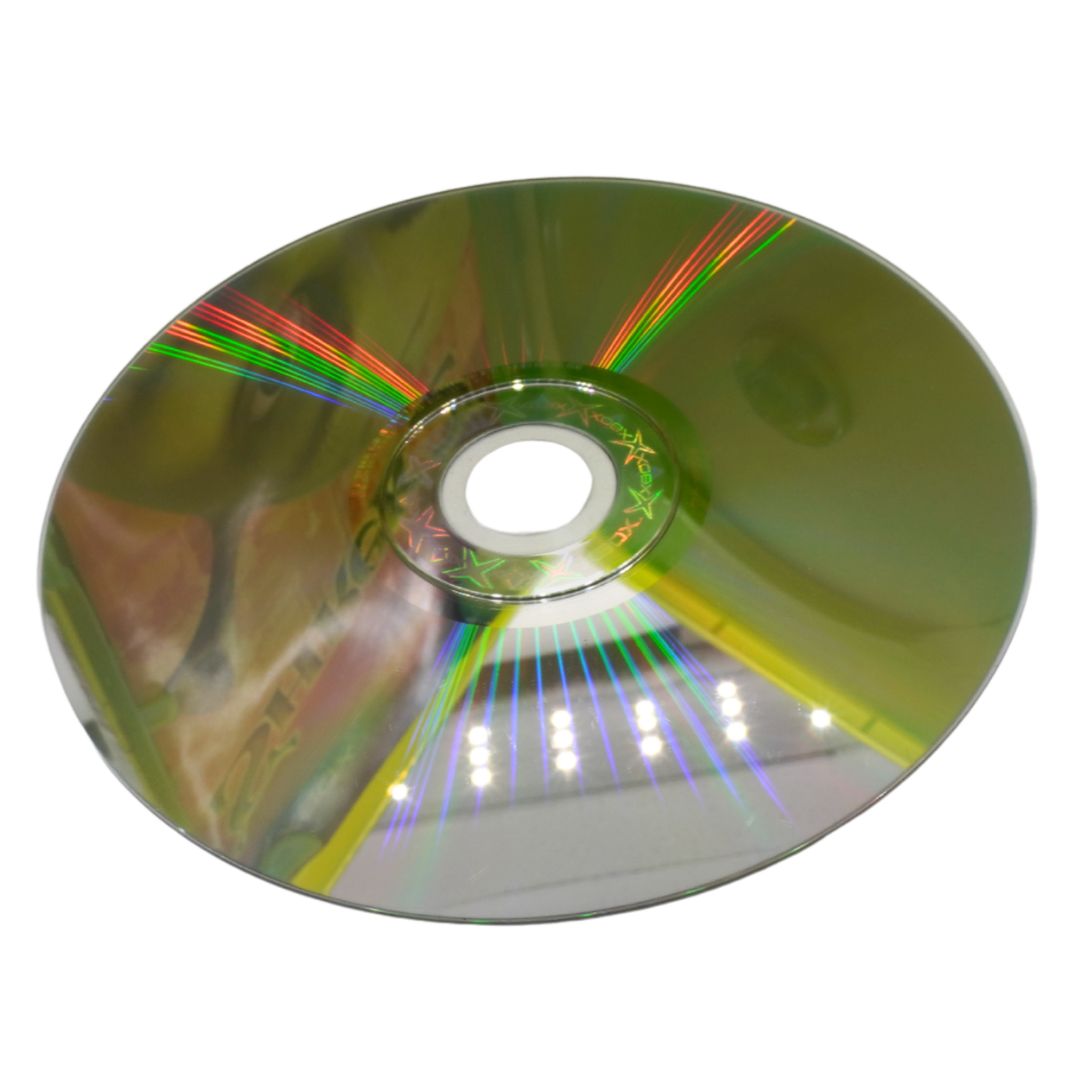 Multicolored CD/DVD disc on a white background