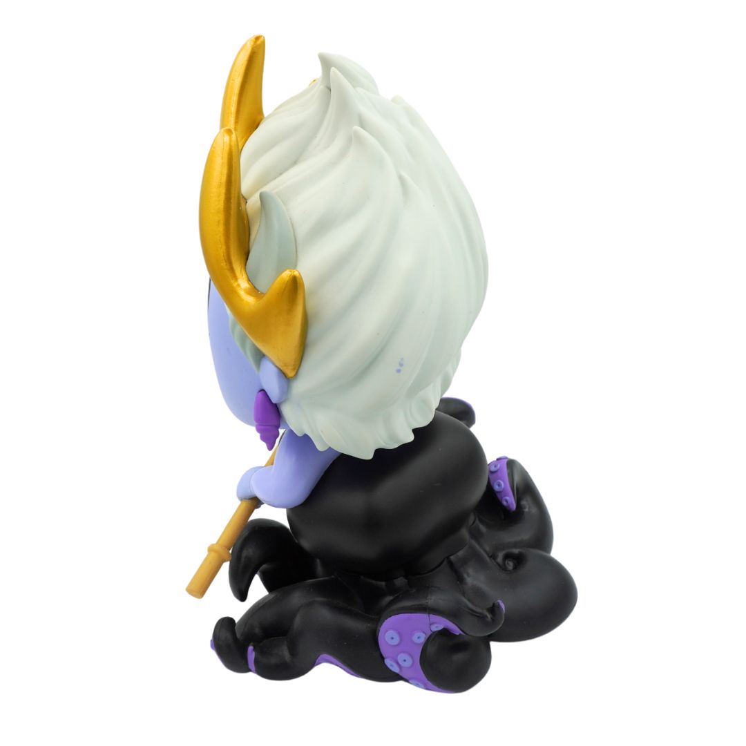 Jumbo sized purple Ursula figurine from the Little Mermaid with a gold crown and black dress
