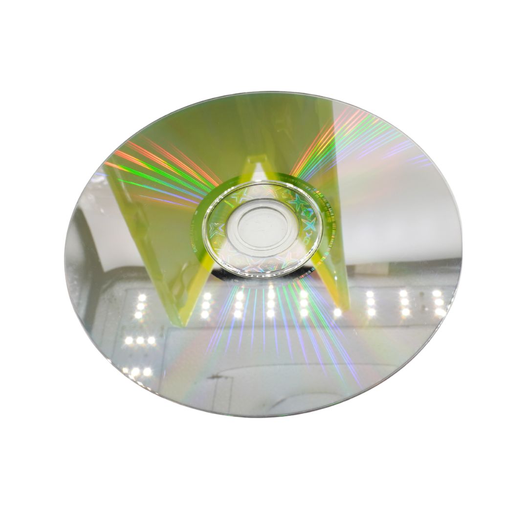 Disc with reflective surface on a white background