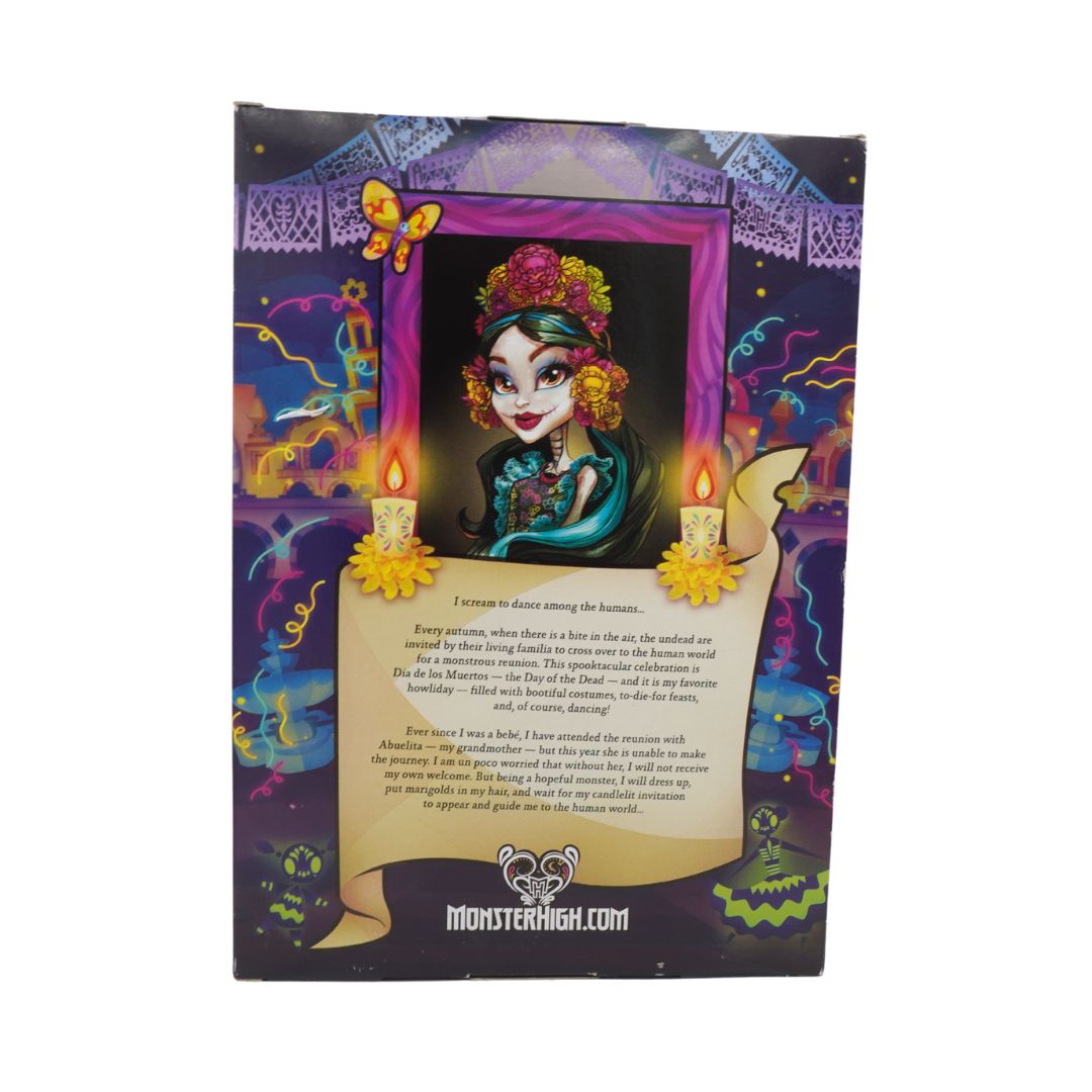 Monster High doll packaging with colorful design and character illustration
