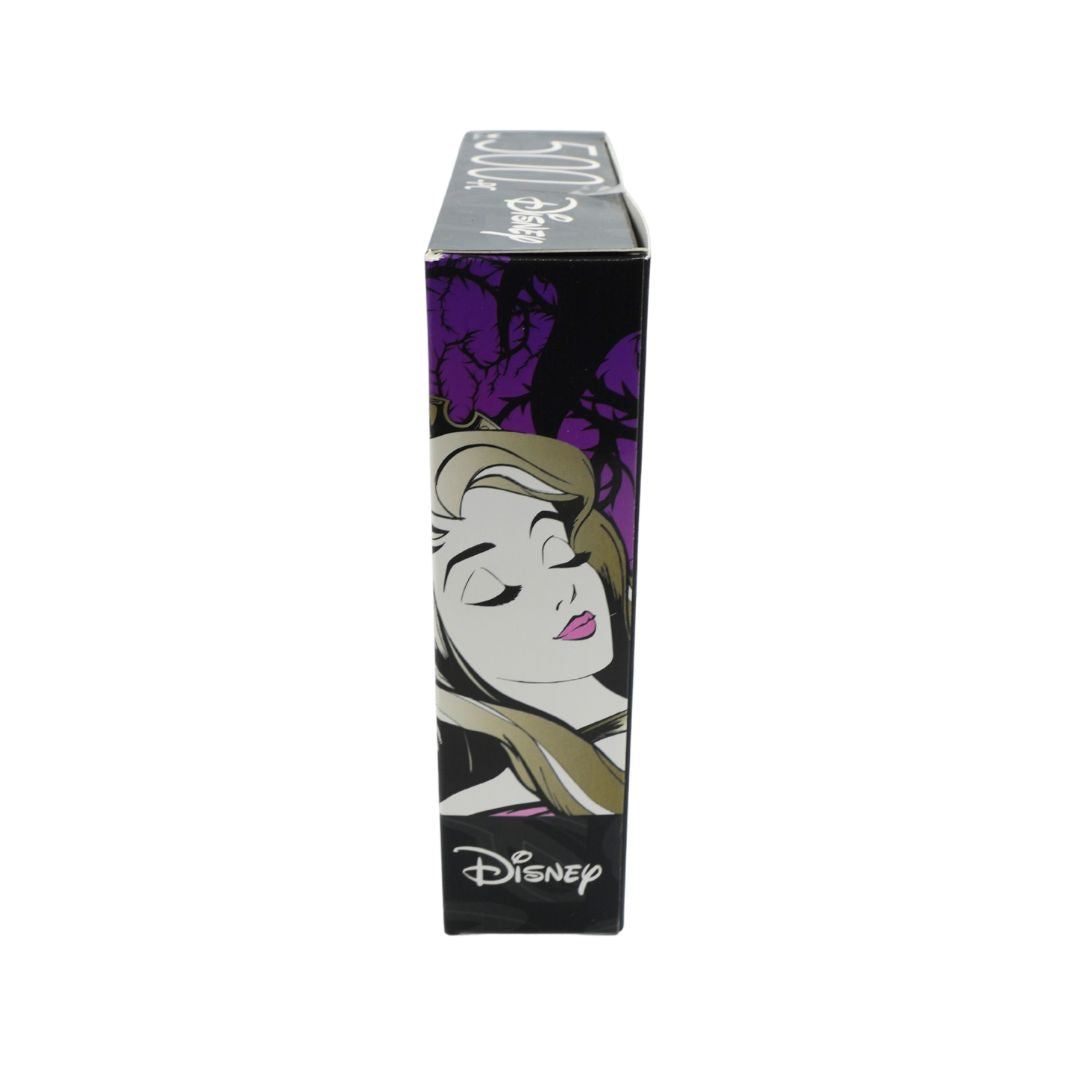 Disney Beauty Box packaging featuring a stylized illustration of Aurora with purple trees in the background, on a white studio background.