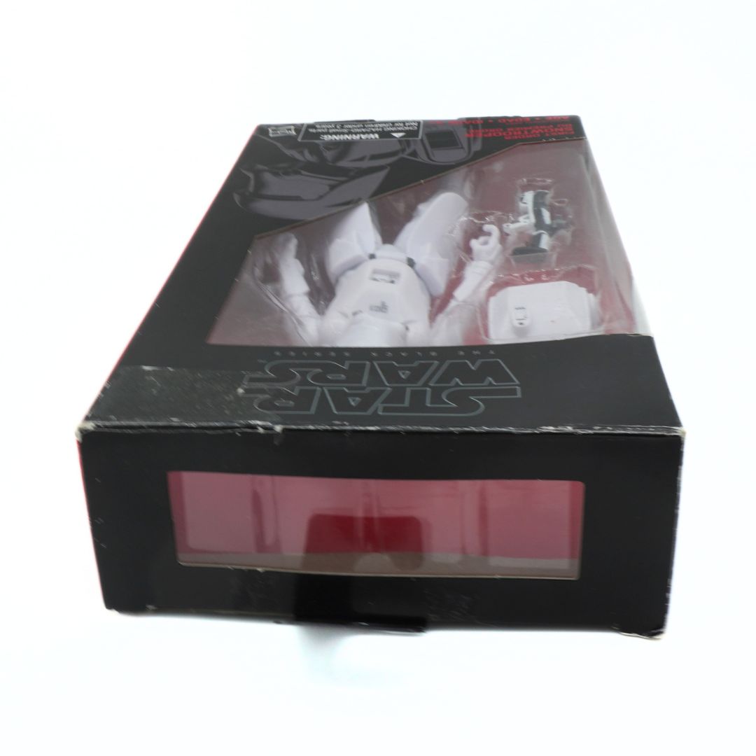 Black Star Wars toy box with clear window on a white background