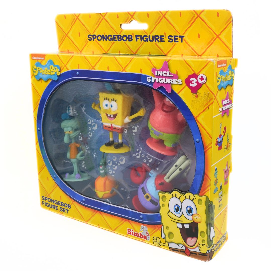 SpongeBob Figure Set packaging with multiple figures and branding.