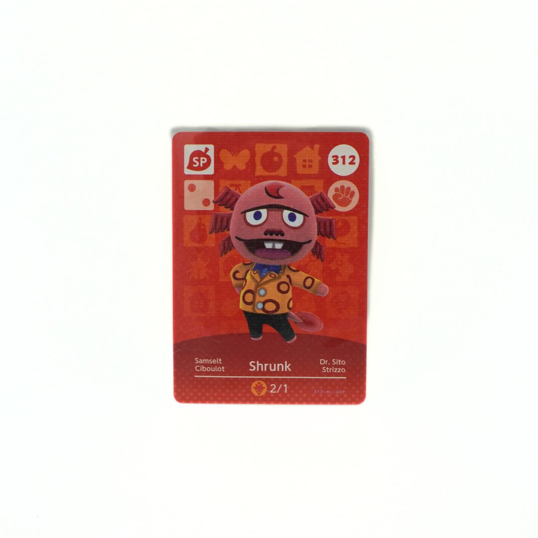 Card with a character design on a red background