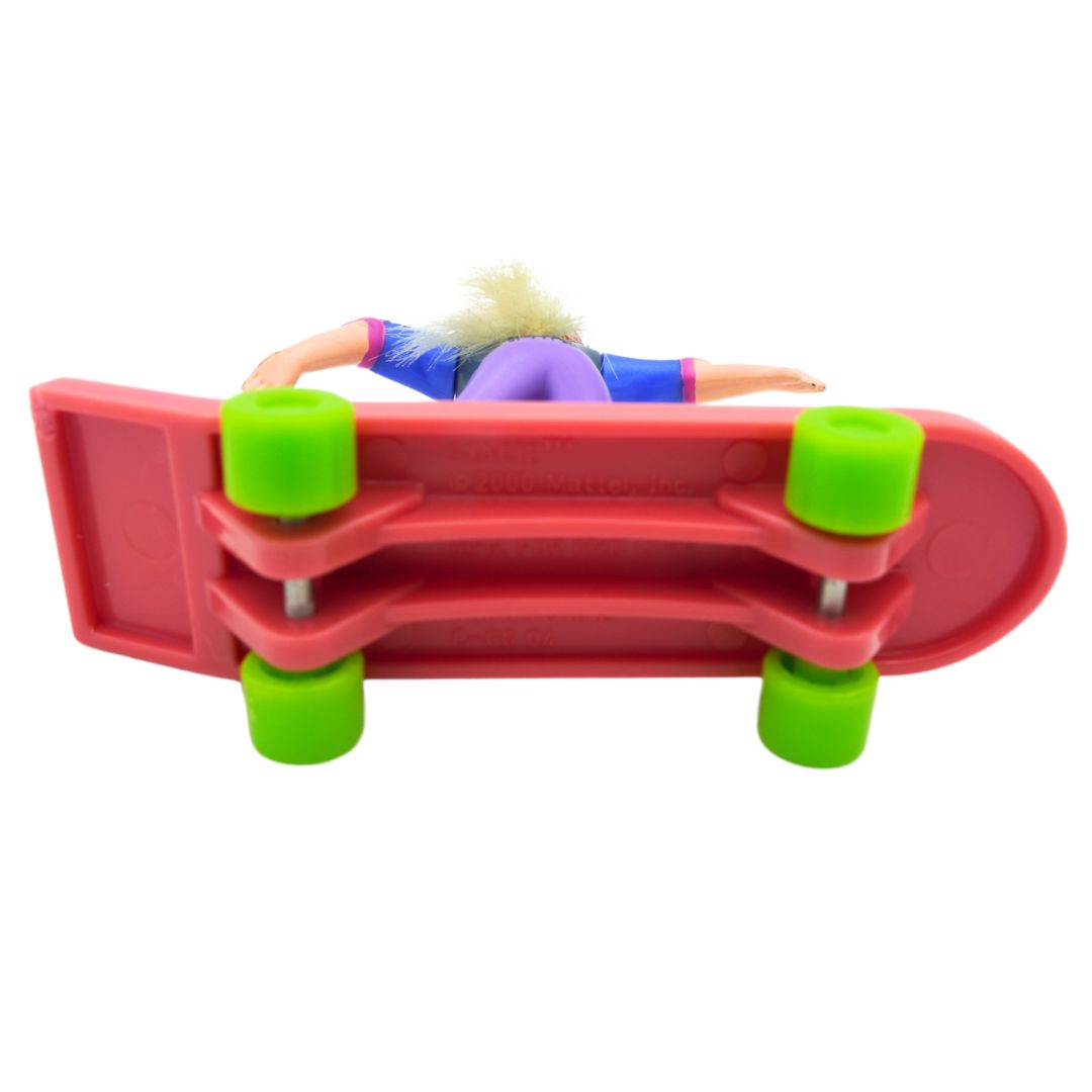Underside of a 2000 McDonalds Happy Meal toy of Mattel's Stacie on a skateboard