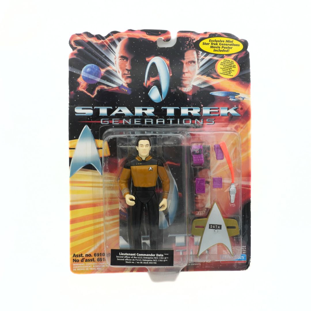 1994 Star Trek Generations Data figurine in a brown and black uniform it is original packaging