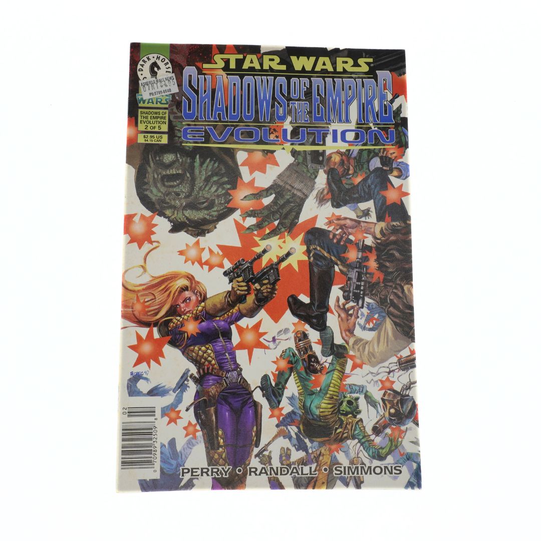 Comic book cover titled 'Star Wars: Shadows of the Empire Evolution' with action-packed illustration on a white background.