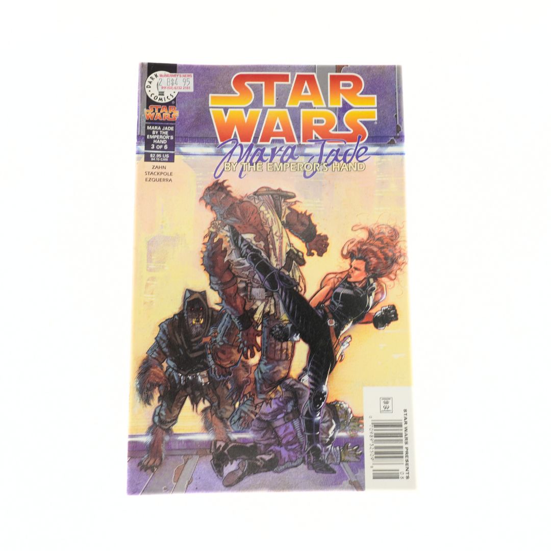 Comic book cover featuring 'Star Wars' with characters on a purple background