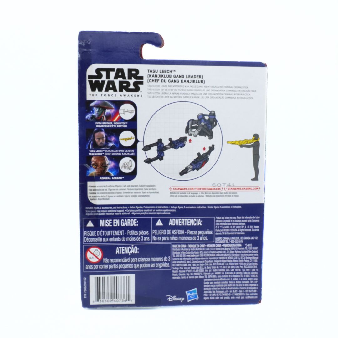 Back of a Star Wars toy packaging with character illustrations and branding.