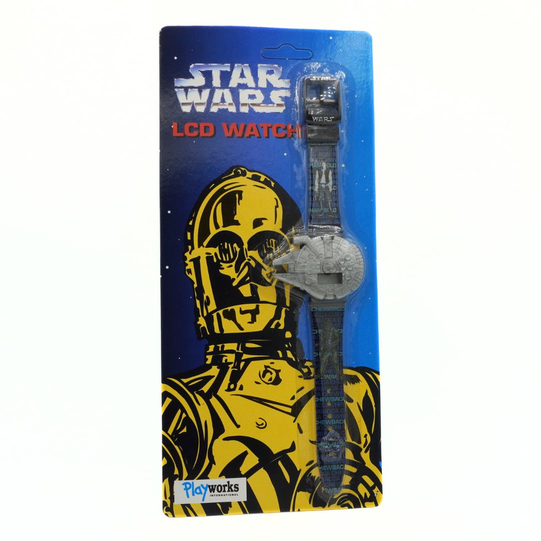 Star Wars LCD watch packaging with C-3PO design on a blue background