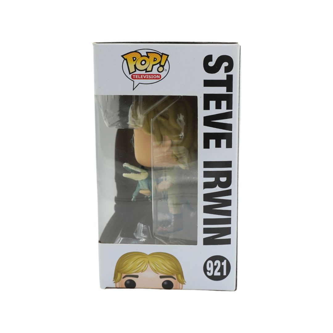 Funko Pop! Television Steve Irwin vinyl figure in its original window box packaging, featuring the character number 921.