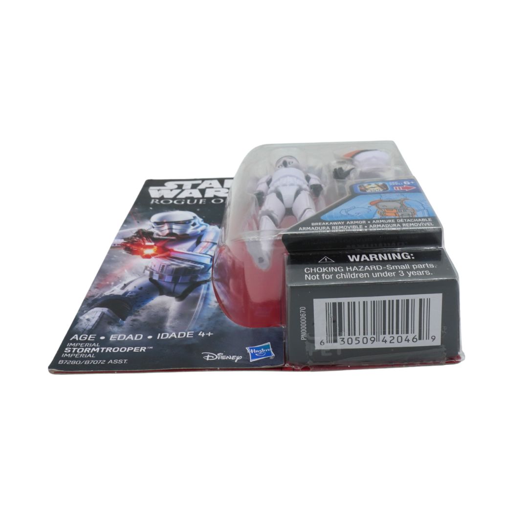 Star Wars toy figure packaging with stormtrooper design on a white background