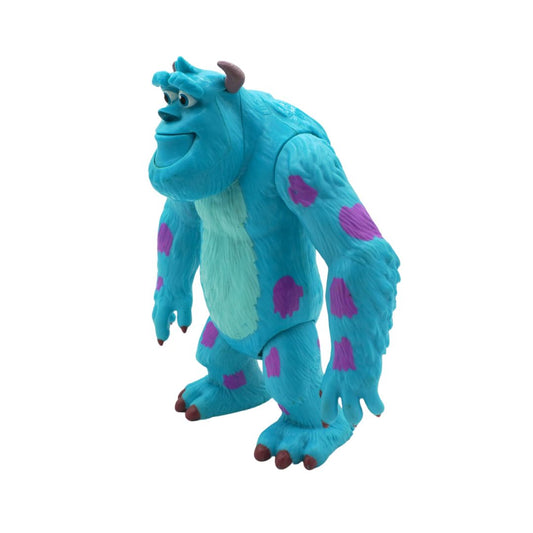 Blue animated character with purple spots on a white background