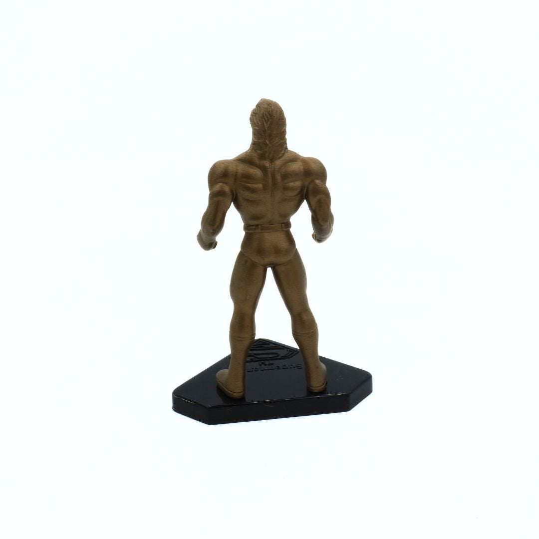 Bronze-colored superhero figure on a white background