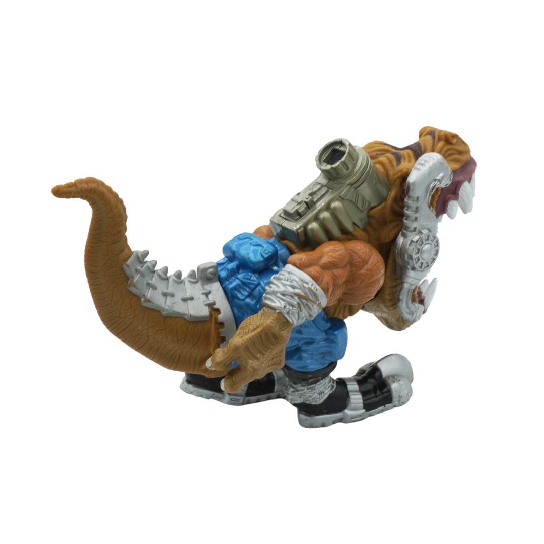Toy figure of a creature with mechanical parts on a white background