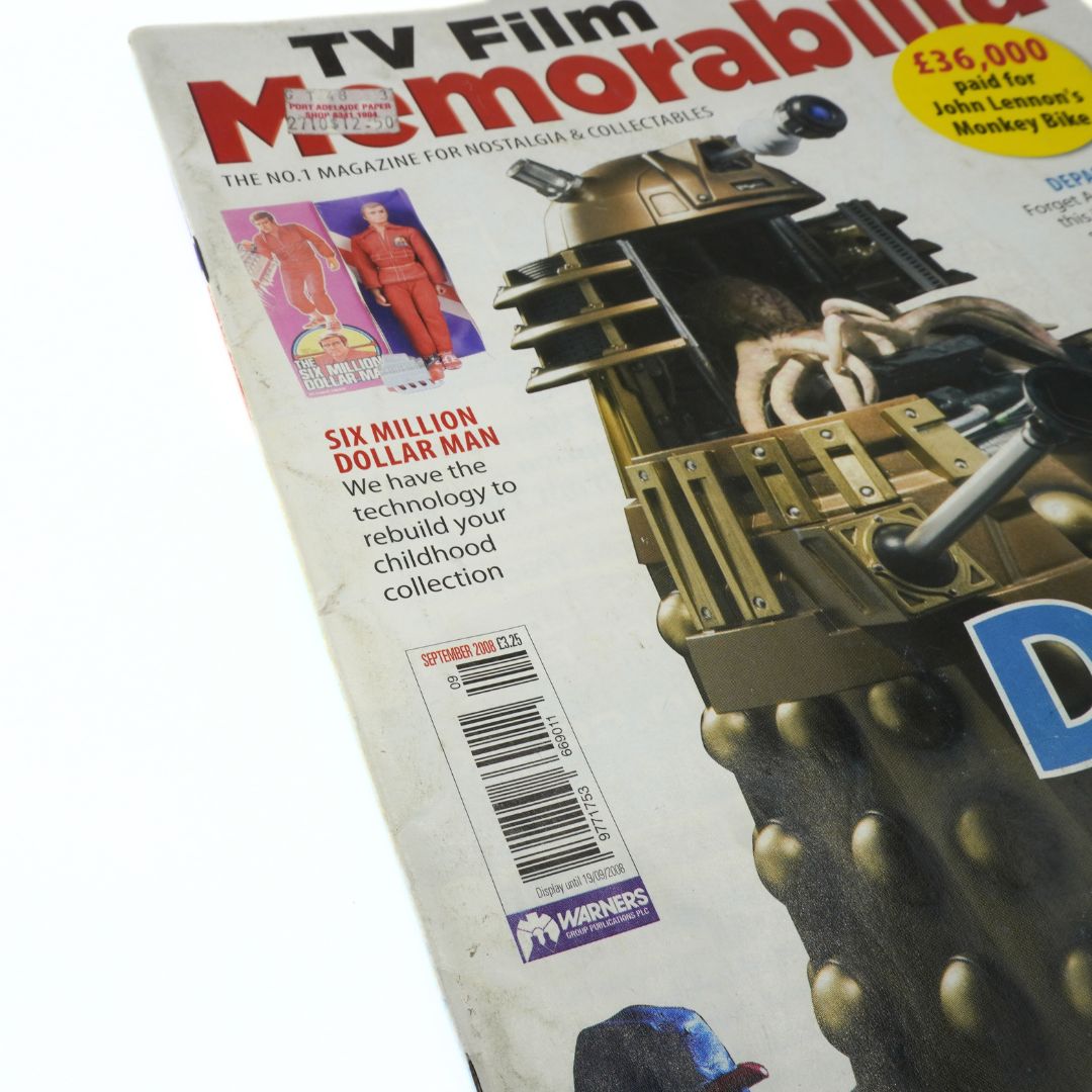 Marks and wear to the side of a vintage September 2008 TV Film Memorabilia magazine cover