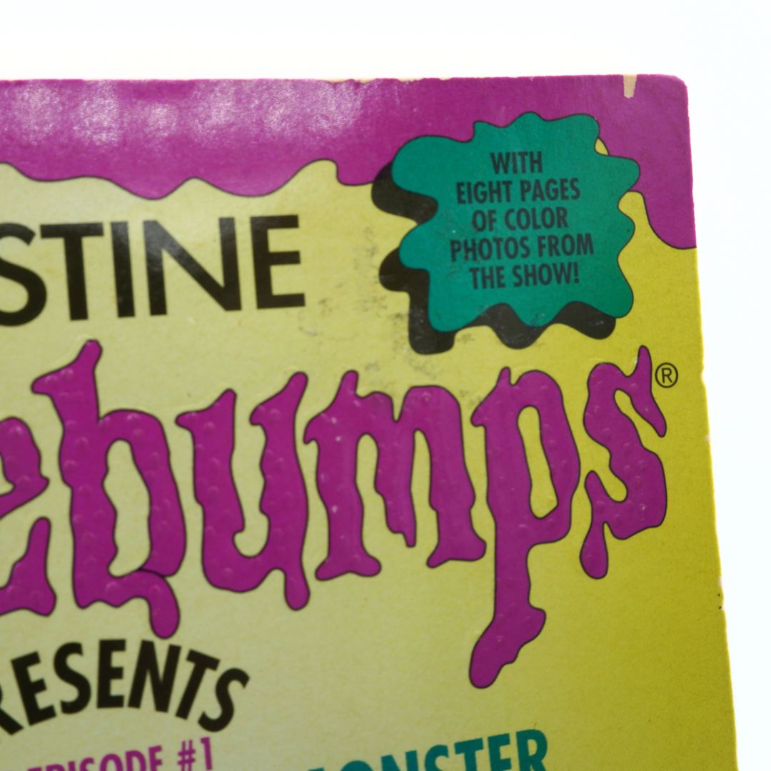 Vintage book cover of Goosebumps with colour photos from the TV show