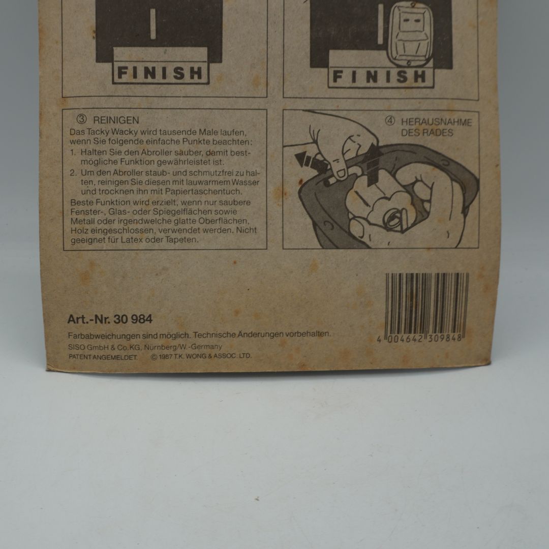 Back of a product box with text and illustrations on a gray background