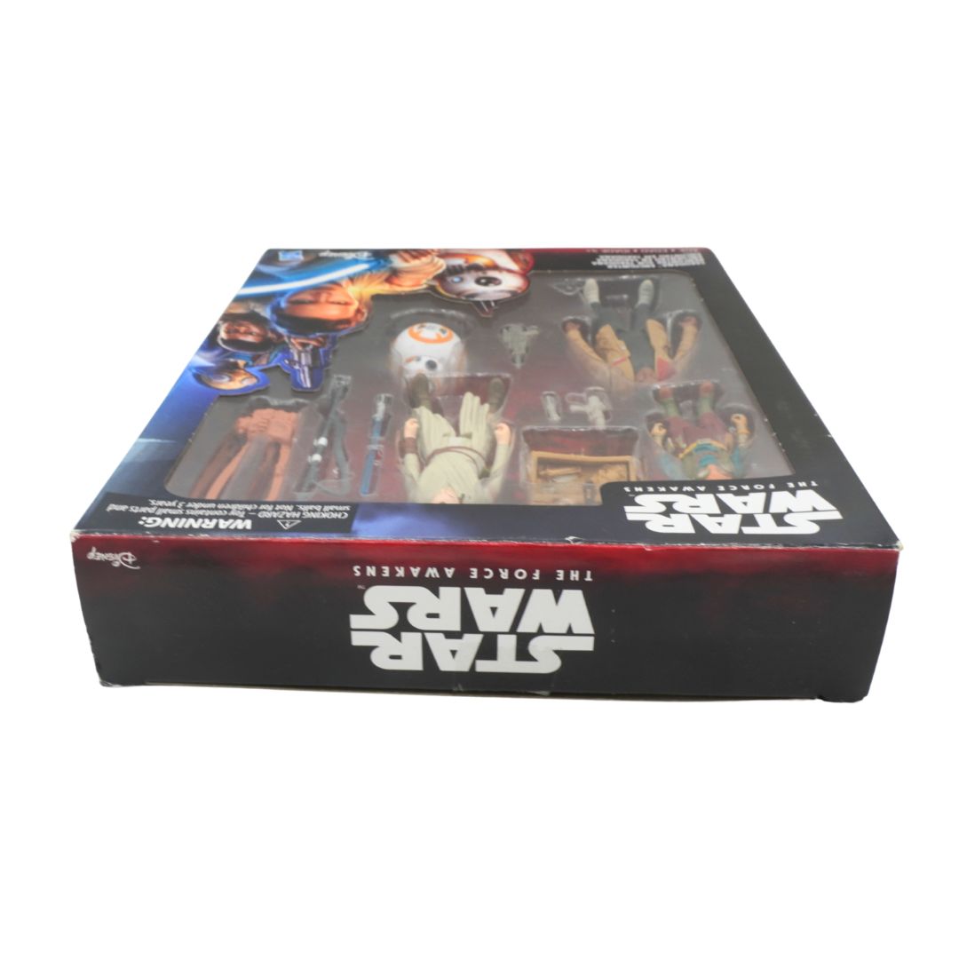 Box of Star Wars The Force Awakens action figures on a white background