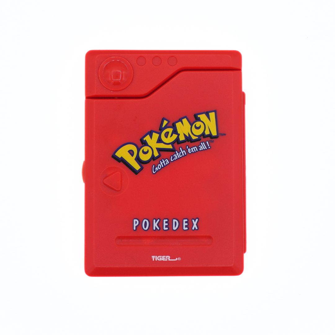 Red Pokédex with Pokémon logo on a white background