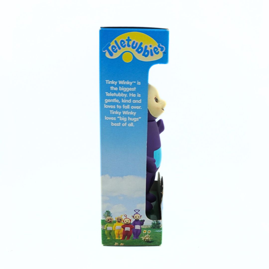Teletubbies Tinky Winky toy figure in packaging with white background