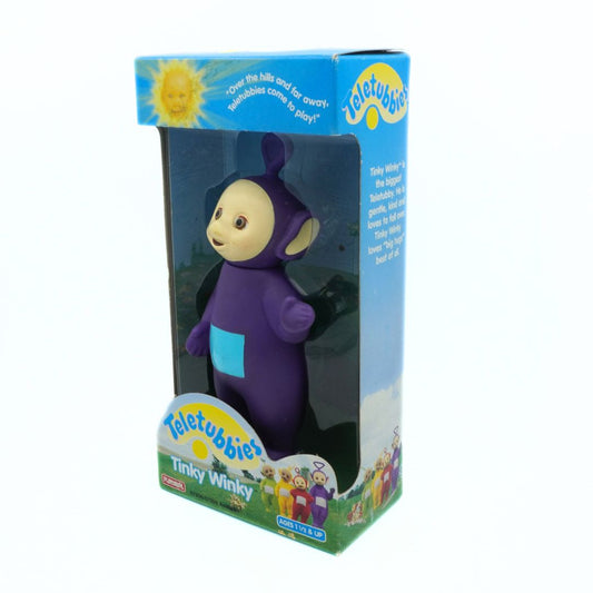 Teletubbies Tinky Winky toy figure in packaging on a white background