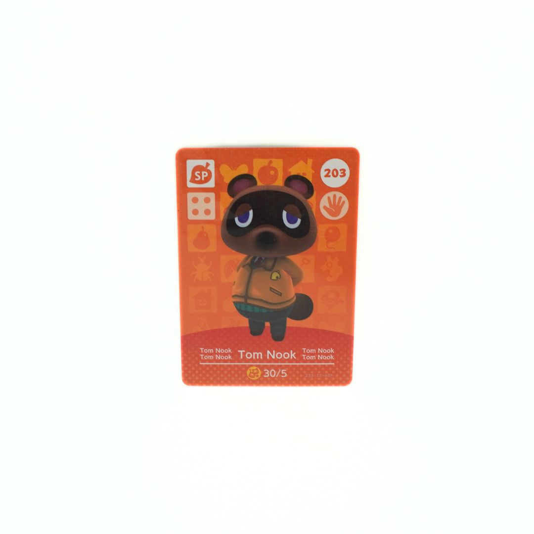 Card featuring a character from a video game on an orange background