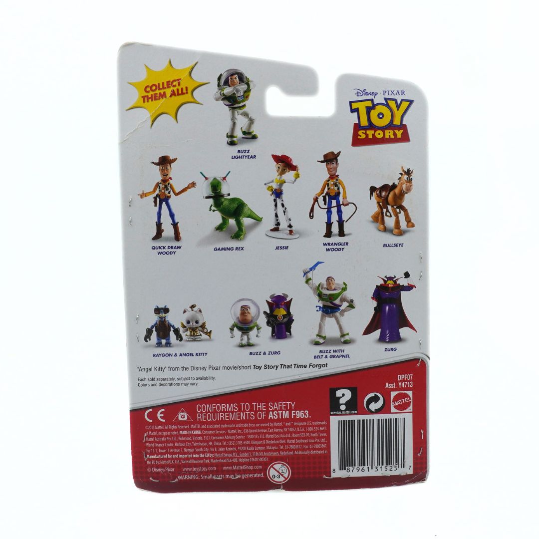 Toy Story action figure packaging with character illustrations on a white background