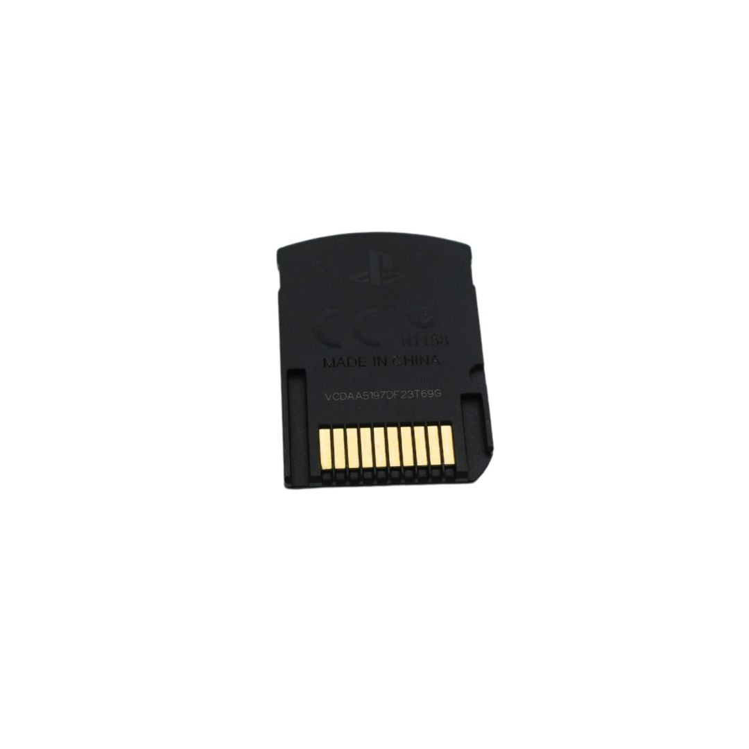 A black PlayStation 2 game card with gold contacts, featuring the PlayStation logo and 'MADE IN CHINA' text, shown on a plain white background.