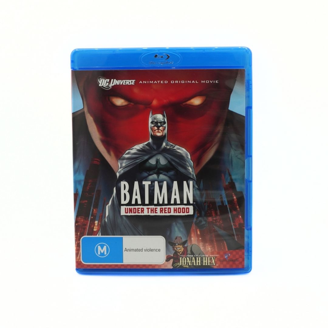 A blue Blu-ray case for the DC Universe Animated Original Movie Batman: Under the Red Hood, shown against a plain white background.