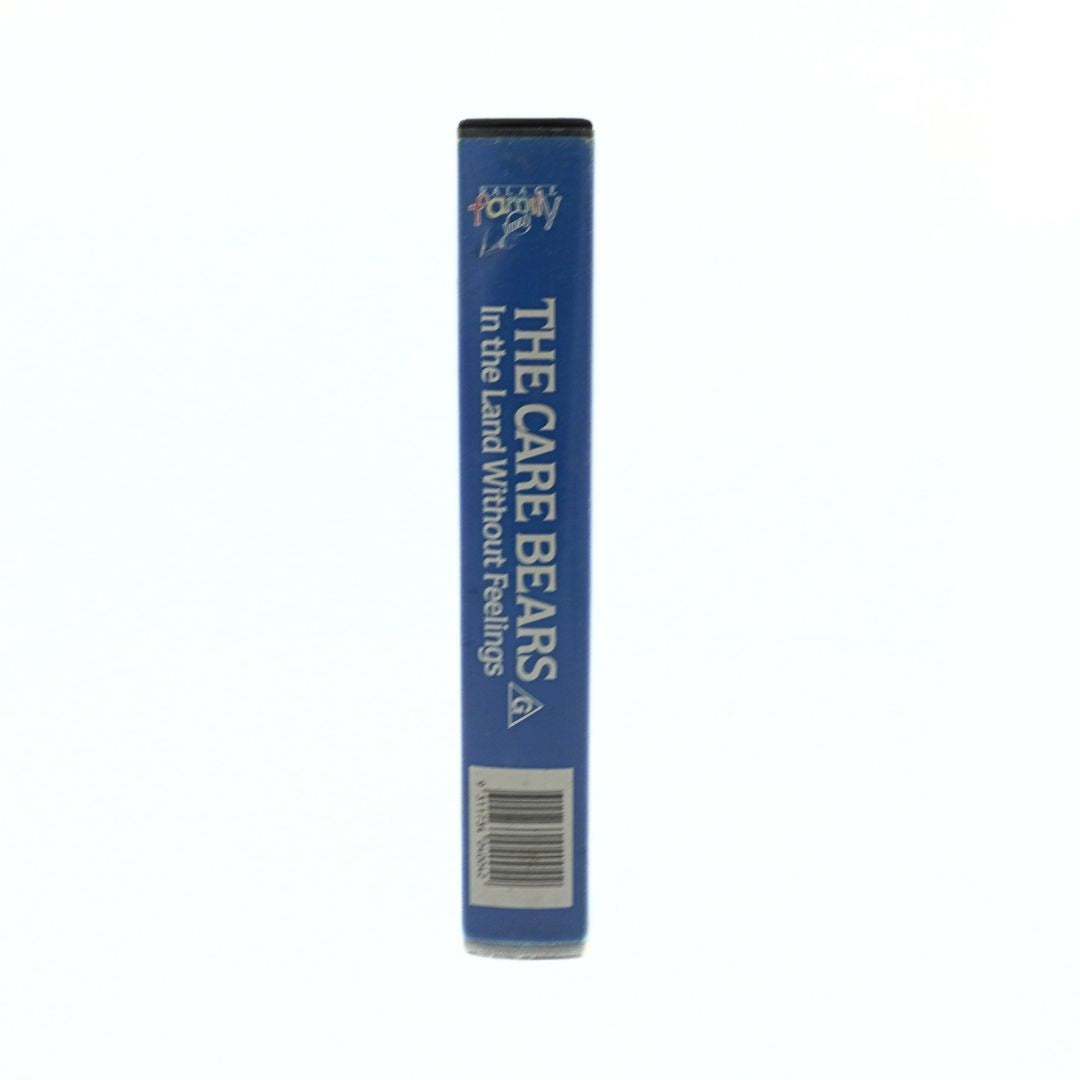 Blue VHS case with text and a logo on a white background