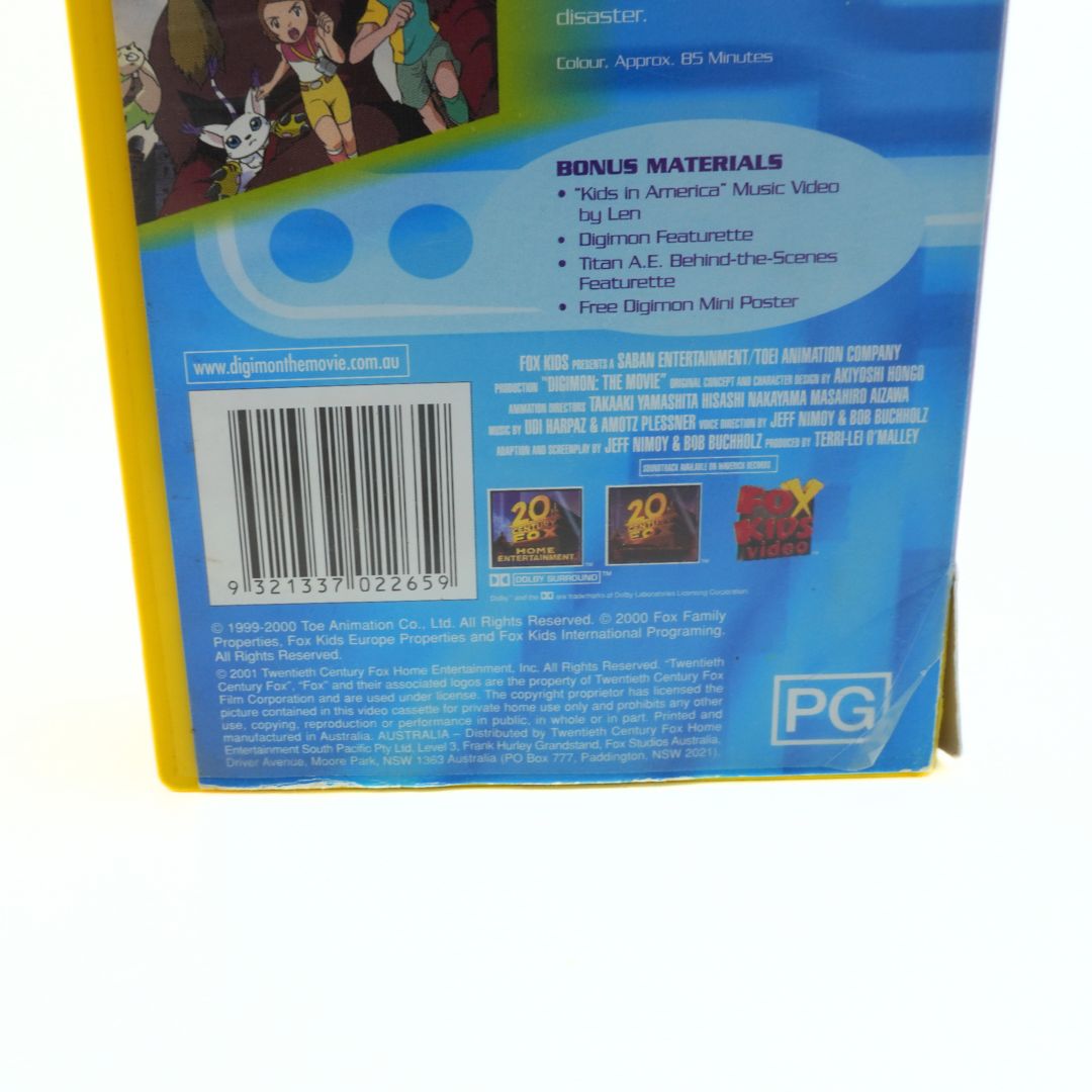 Back cover of a VHS with text and a barcode on a white background