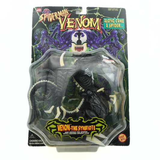 A 1997 Venom The Symbiote Along Came A Spider figurine, unopened and in its original packaging