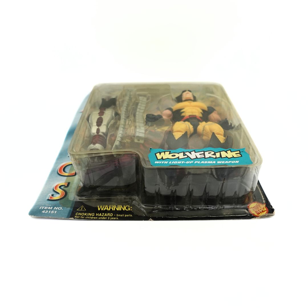 Bottom of the Wolverine Classics 90s toy, showing a yellowed bubble and some wear to the cardback